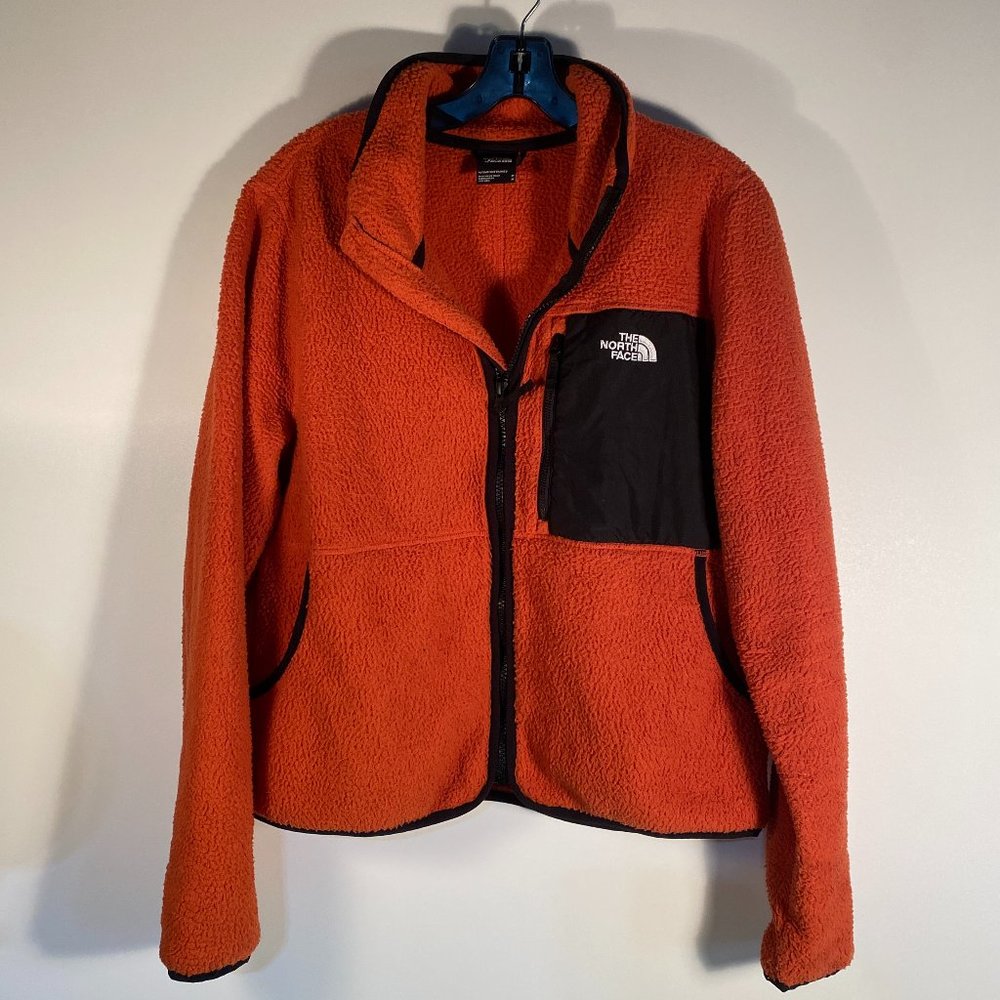North Face Bay Break Orange Fleece Full Zip Retro Jacket Women Size M
